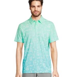 Birdie Bound Men's Green Ombre cocktail Golf Polo Shirt SZ 2XL EUC novelty drink